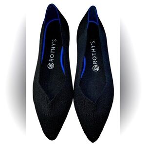ROTHY’S The Point II Black/Blue Pointed Toe Slip On Flats Women Size 10.5